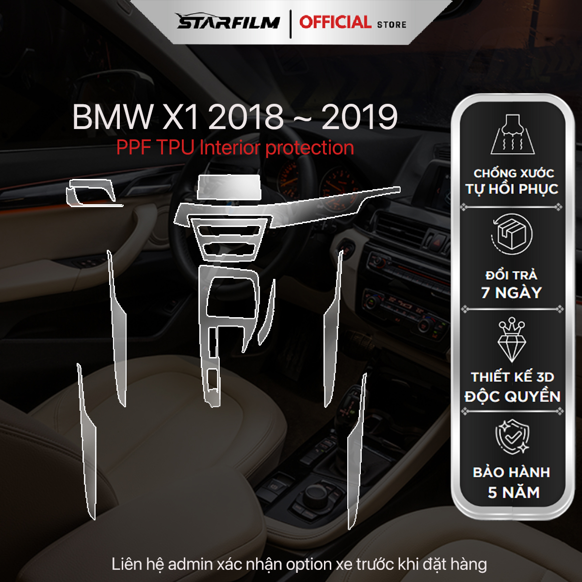 BMW X1 2018 ~ 2019 PPF TPU bảo vệ nội thất STARFILM